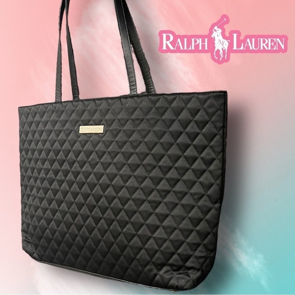 Ralph Lauren Handbags - RALPH Lauren Black / Pink Quilted Tote Bag